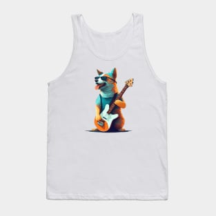 Rockin' Shades: Canine Guitarist Strikes a Pose Tank Top